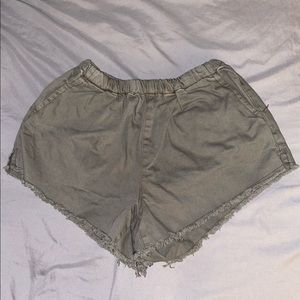 Olive green denim shorts